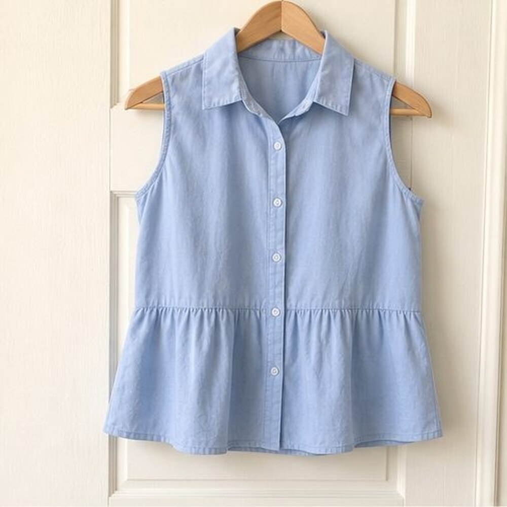 Blue Pleated Blouse